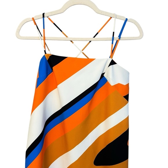 Milly Abstract Swirl Mini Dress Orange Multi 6 Colorful Mod Contemporary Chic - Picture 2 of 8